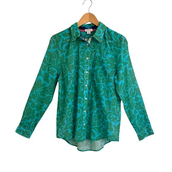 NWT Sundance Nature’s Joy Cotton Button Down Shirt Sz Small Teal Green - Picture 1 of 5
